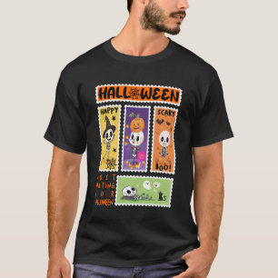 Halloween-Briefmarke Retro-Skelett Halloween K T-Shirt