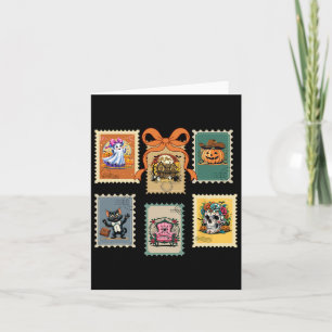 Halloween Briefmarke Spuk Pumpkin House Chair Skel Karte