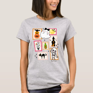 Halloween-Briefmarkenkunst Süßer Geist Gruselig T-Shirt