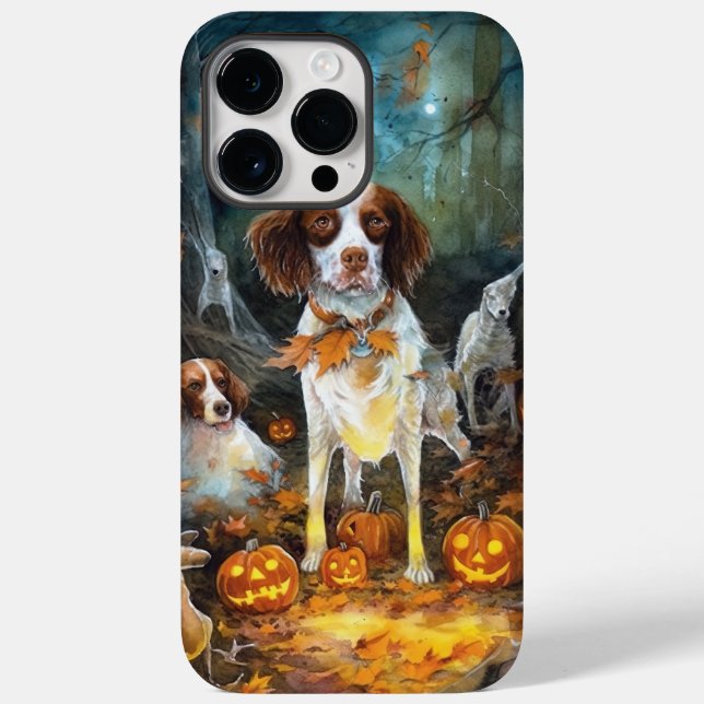 Halloween Brittany Spaniel mit Pumpkins Beängstige Case-Mate iPhone Hülle (Rückseite)