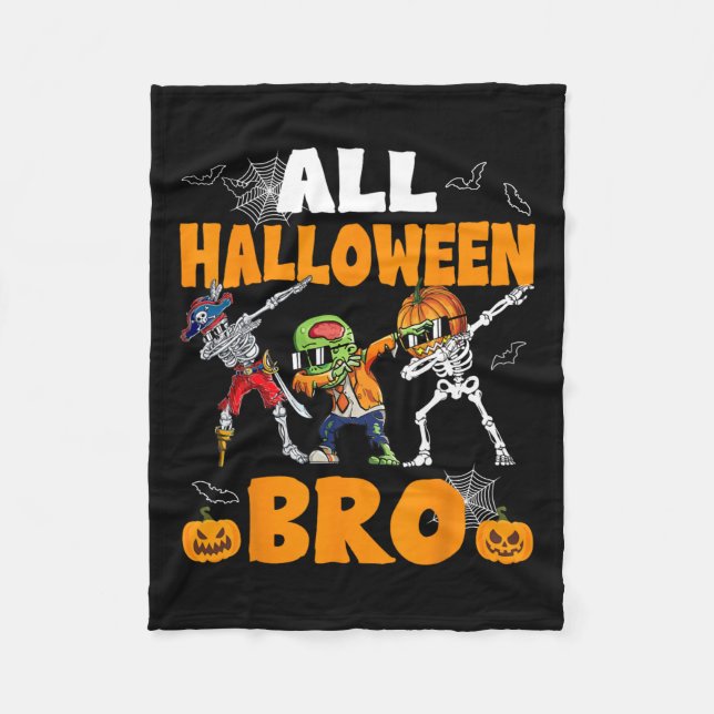 Halloween Bro Dabbing Skeleton Kürbislaterne Boys Fleecedecke (Vorderseite)