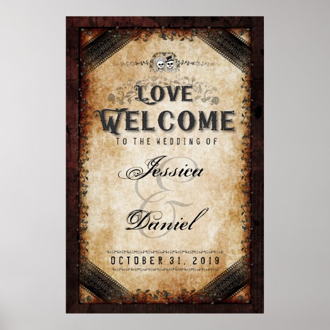 Halloween Brown Gothic 24x36 Willkommen bei Hochze Poster (Vorne)
