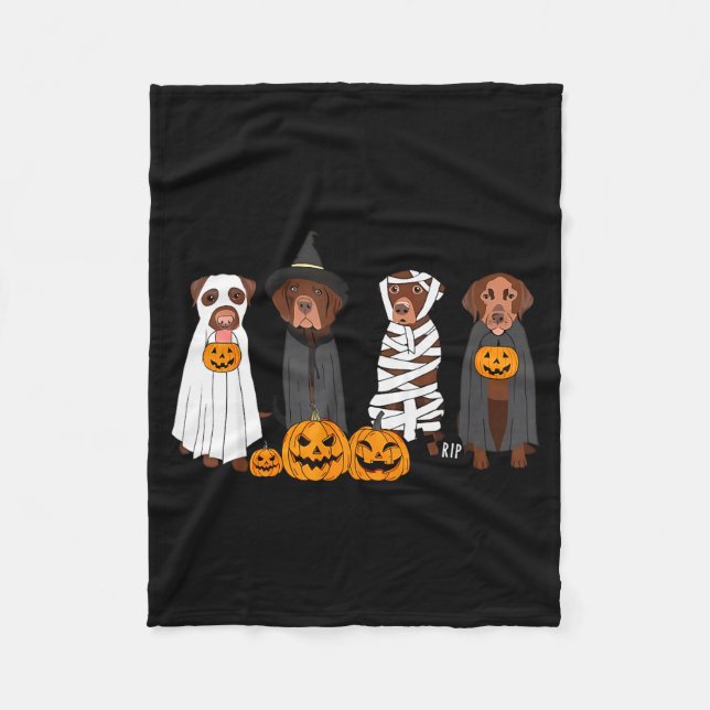 Halloween Brown Labrador Ghost Soky Chocolate Lab  Fleecedecke (Vorderseite)