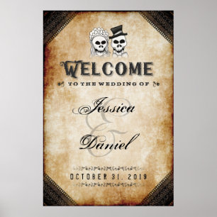 Halloween Brown Skelette 24x36 Willkommen bei Hoch Poster