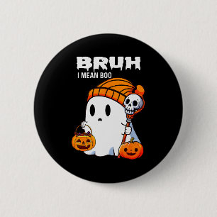 Halloween Bruh Geist Boo Totenkopf Kürbis Jungen K Button