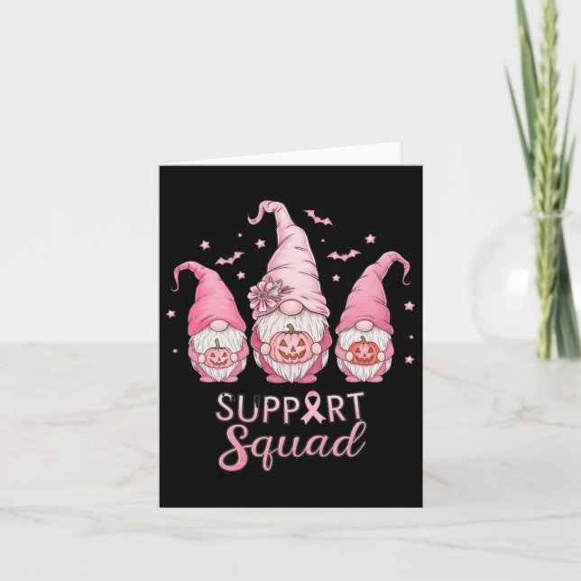 Halloween Brustkrebs Bewusstsein Pink Gnomies Sup Karte (Vorderseite)