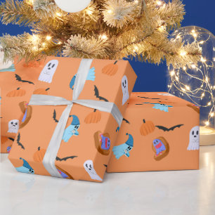 Halloween-Buch-Geist-Kürbis-Fledermaus-Geschenkpap Geschenkpapier