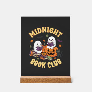 Halloween-Buchclub-Geist liest Kürbis-Design_1 Acrylschild