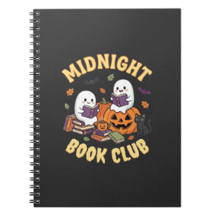 Halloween-Buchclub-Geist liest Kürbis-Design_1 Notizblock