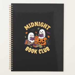 Halloween-Buchclub-Geist liest Kürbis-Design_1 Planer