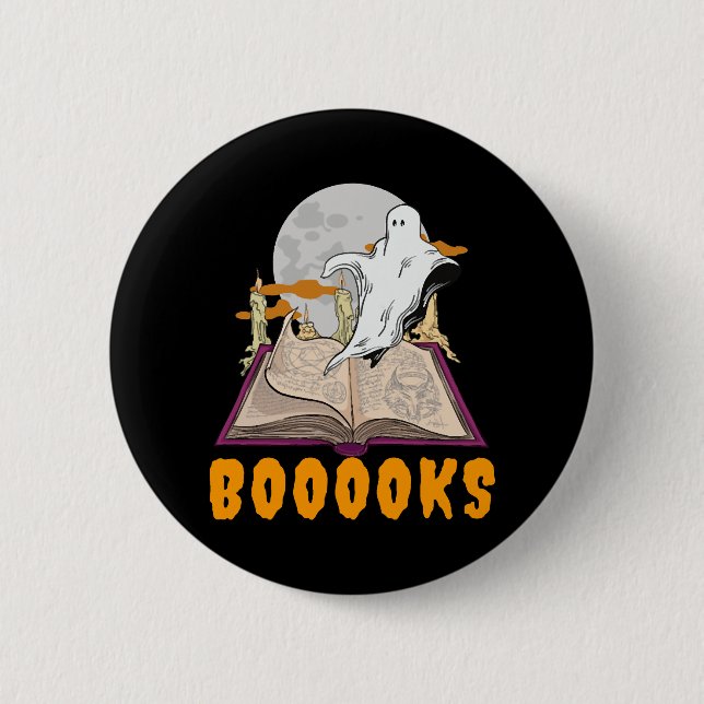 Halloween-Bücher. Ghost-Lesehalloween Button (Vorderseite)