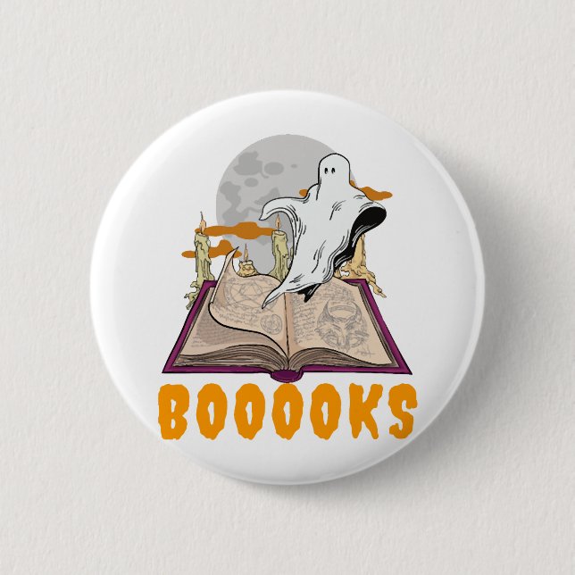 Halloween-Bücher. Ghost-Lesehalloween Button (Vorderseite)