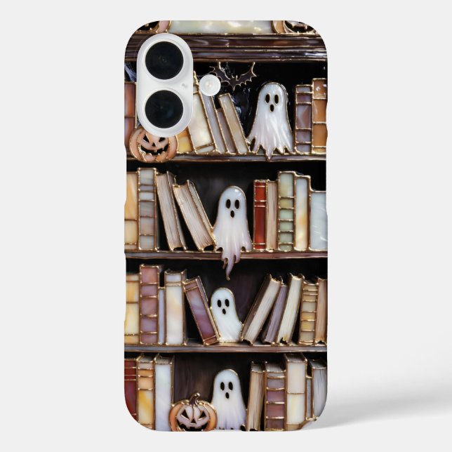 Halloween Bücherregal Handyhülle Geist Kürbis Case-Mate iPhone Hülle (Rückseite)