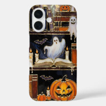 Halloween Bücherregal Handyhülle Geist Kürbis Hüll