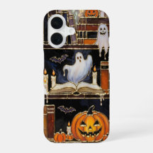 Halloween Bücherregal Handyhülle Geist Kürbis Hüll