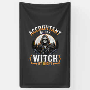 Halloween Buchhalter bei Tag Hexe bei Nacht Design Banner