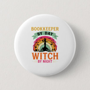 Halloween Buchhalter bei Tag Hexe bei Nacht Design Button