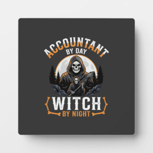 Halloween Buchhalter bei Tag Hexe bei Nacht Design Fotoplatte