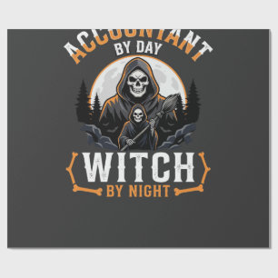 Halloween Buchhalter bei Tag Hexe bei Nacht Design Geschenkpapier