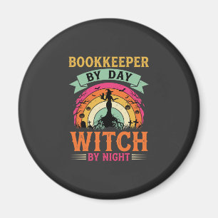Halloween Buchhalter bei Tag Hexe bei Nacht Design Magnet