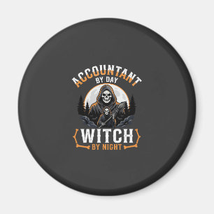 Halloween Buchhalter bei Tag Hexe bei Nacht Design Magnet
