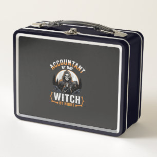 Halloween Buchhalter bei Tag Hexe bei Nacht Design Metall Brotdose