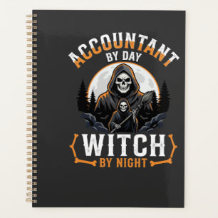 Halloween Buchhalter bei Tag Hexe bei Nacht Design Planer