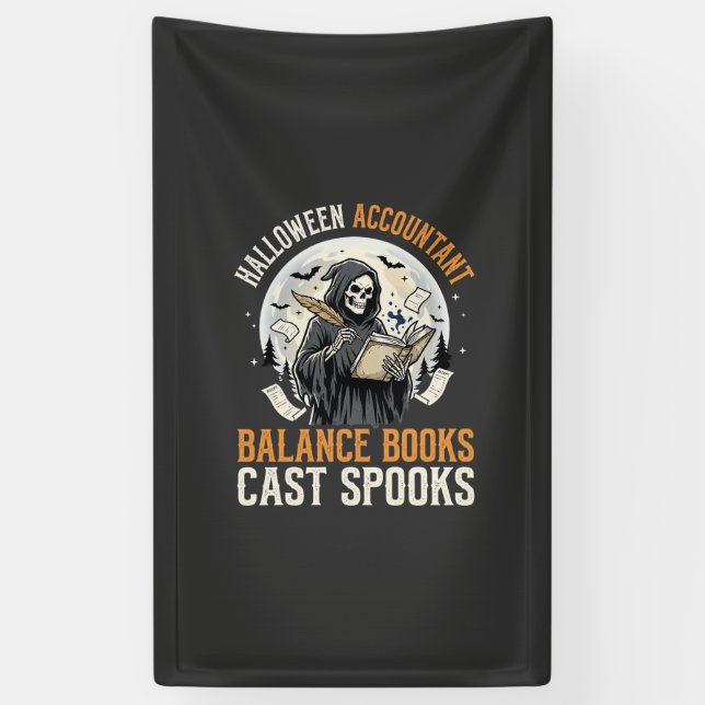 Halloween-Buchhalter in der Dunkelheit Banner (Vertikal)