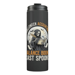 Halloween-Buchhalter nach Mitternacht Thermosbecher