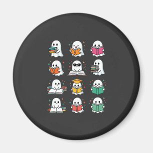 Halloween-Buchlese-Geister Kawaii-Bibliotheksdesig Magnet