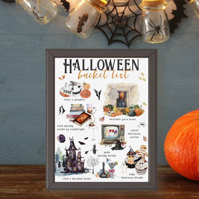Halloween Bucket List | Watercolor Illustrations Poster (Von Creator hochgeladen)
