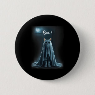 Halloween Buh-Geisterkatze lustiges Meme peinliche Button