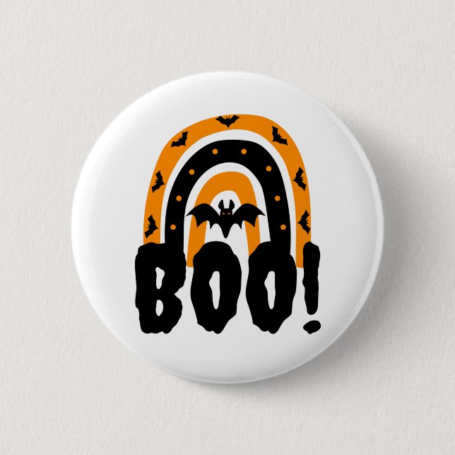 Halloween Buh Halloween Regenbogen Button (Vorderseite)