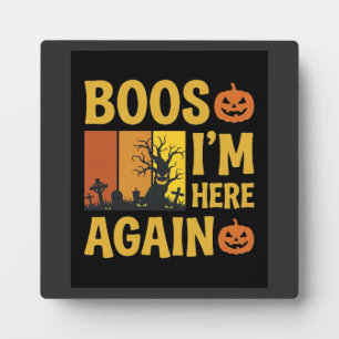 Halloween Buh Ich bin wieder da Retro-Friedhofsdes Fotoplatte