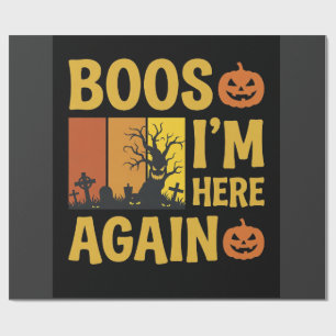 Halloween Buh Ich bin wieder da Retro-Friedhofsdes Geschenkpapier