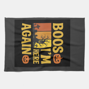 Halloween Buh Ich bin wieder da Retro-Friedhofsdes Geschirrtuch