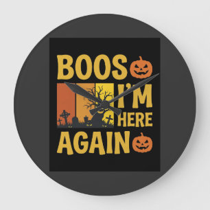 Halloween Buh Ich bin wieder da Retro-Friedhofsdes Große Wanduhr