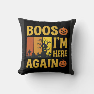 Halloween Buh Ich bin wieder da Retro-Friedhofsdes Kissen