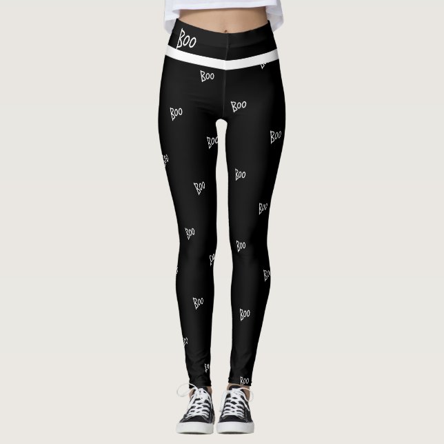 Halloween Buh Schwarzweiß Leggings (Vorderseite)
