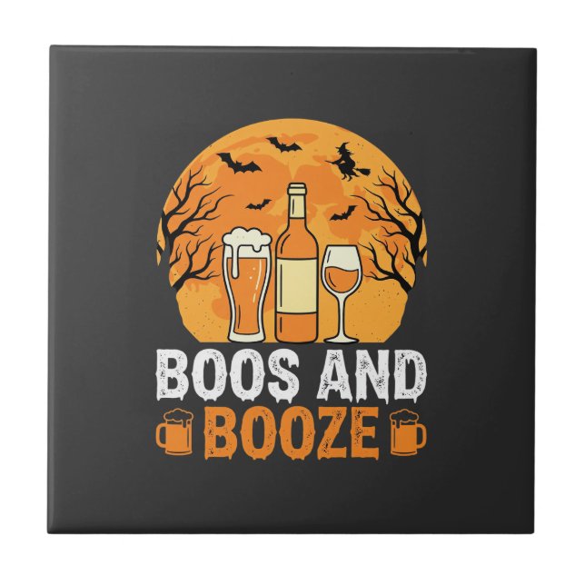 Halloween Buh und Schnaps Trinkparty Design Fliese (Vorderseite)