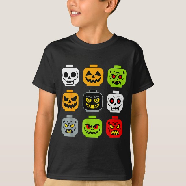 Halloween Building Brick Head Shirt Adult Men Kids (Vorderseite)
