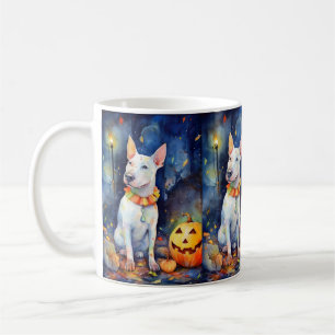 Halloween Bull Terrier mit Pumpkins Beängstigend Kaffeetasse
