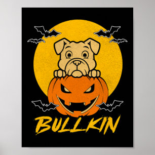Halloween Bulldog Halloween Pumpkin-Kostüm Poster