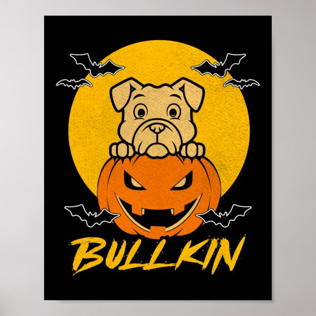 Halloween Bulldog Halloween Pumpkin-Kostüm Poster (Vorne)