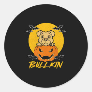 Halloween Bulldog Halloween Pumpkin-Kostüm Runder Aufkleber