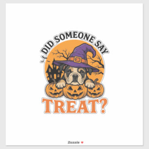 Halloween Bulldog Hexe Hund Leckerli Vintage-Shirt Aufkleber