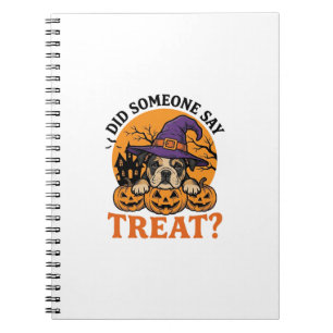 Halloween Bulldog Hexe Hund Leckerli Vintage-Shirt Notizblock