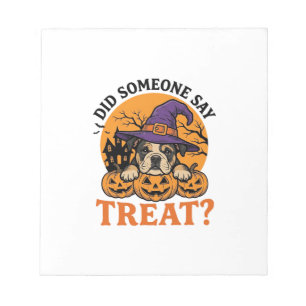 Halloween Bulldog Hexe Hund Leckerli Vintage-Shirt Notizblock
