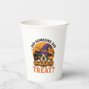 Halloween Bulldog Hexe Hund Leckerli Vintage-Shirt Pappbecher