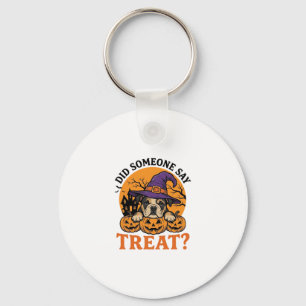 Halloween Bulldog Hexe Hund Leckerli Vintage-Shirt Schlüsselanhänger